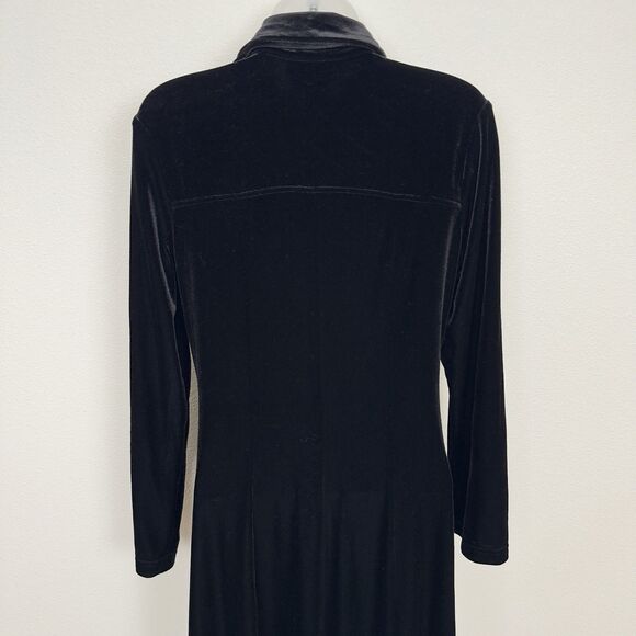 Vtg Coldwater Creek Dress Womens 6P Black Velvet Button Up Witchy Whimsigoth - Picture 7 of 11